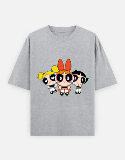 Powerpuff Girls Front & Back Print – Noir & Lin India Grey Melange