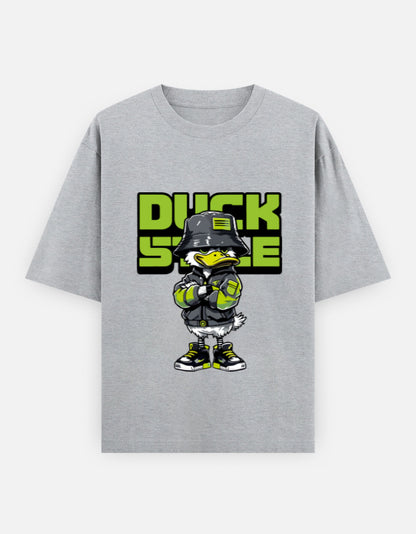 Duck Style Oversized Heavyweight T-Shirt – Noir & Lin India Grey Melange