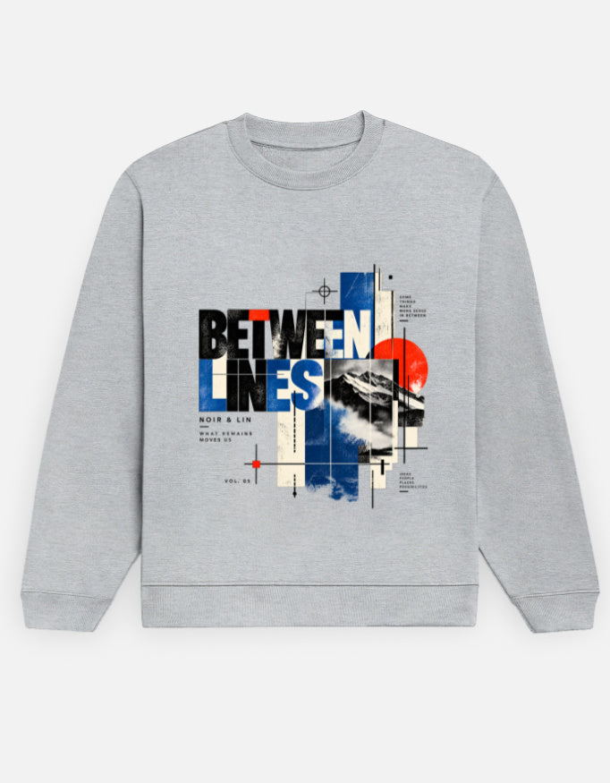 Noir & Lin Between Lines Sweatshirt in Grey Melange - front view