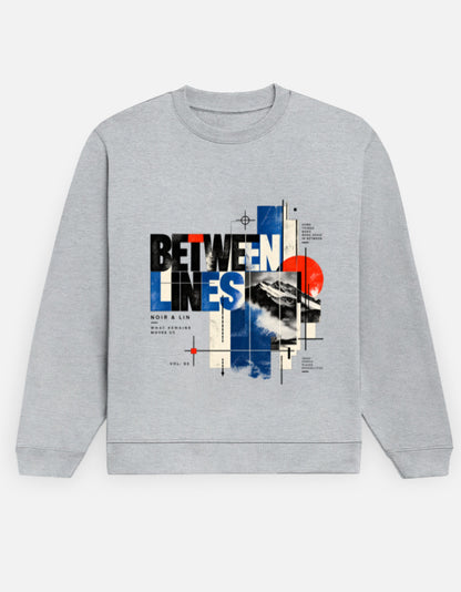 Noir & Lin Between Lines Sweatshirt in Grey Melange - front view