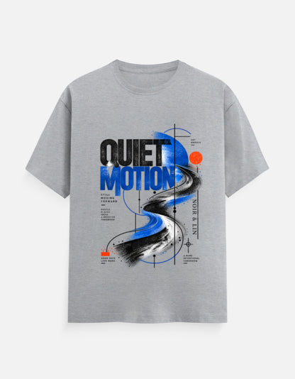 Noir & Lin Quiet Motion Graphic T-Shirt in Grey Melange - front view