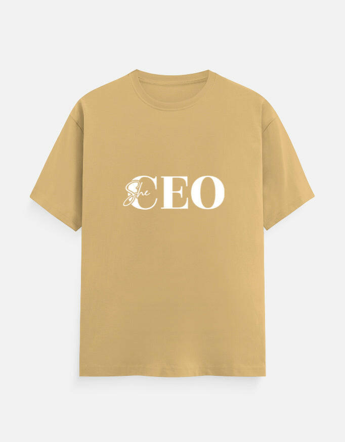 She CEO Classic Crew T-Shirt – Noir & Lin India Beige