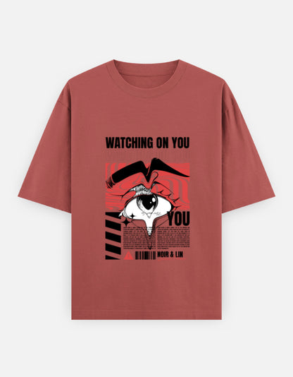 Watching On You Oversized T-Shirt – Noir & Lin India Coral