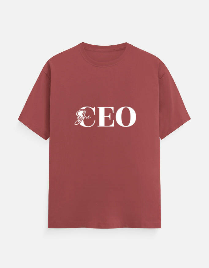 She CEO Classic Crew T-Shirt – Noir & Lin India Coral