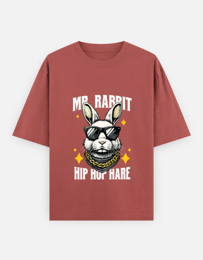 Mr. Rabbit Hip Hop Hare Oversized T-Shirt – Noir & Lin India Coral