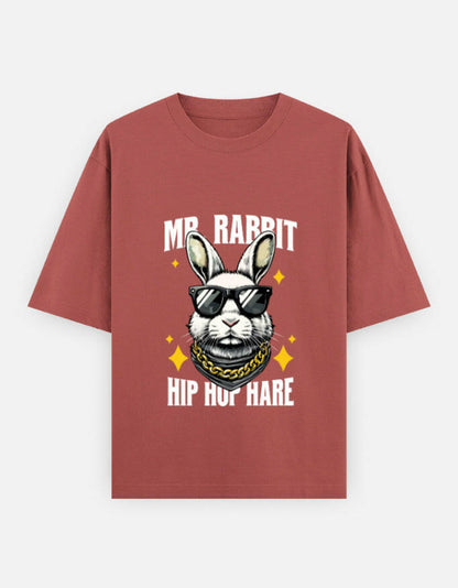 Mr. Rabbit Hip Hop Hare Oversized T-Shirt – Noir & Lin India Coral