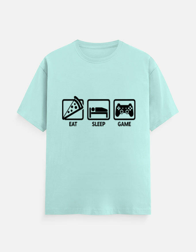 Eat Sleep Game Repeat Tee – Noir & Lin India Mint