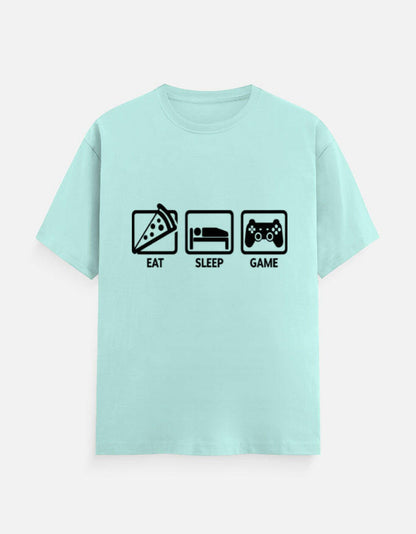 Eat Sleep Game Repeat Tee – Noir & Lin India Mint