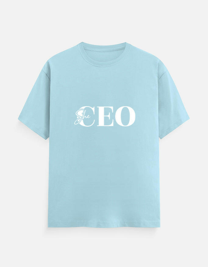 She CEO Classic Crew T-Shirt – Noir & Lin India Baby Blue