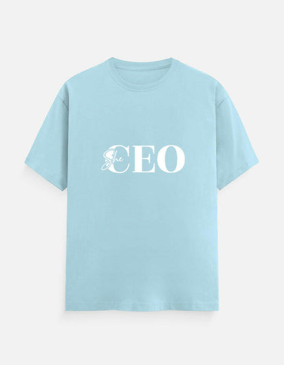 She CEO Classic Crew T-Shirt – Noir & Lin India Baby Blue
