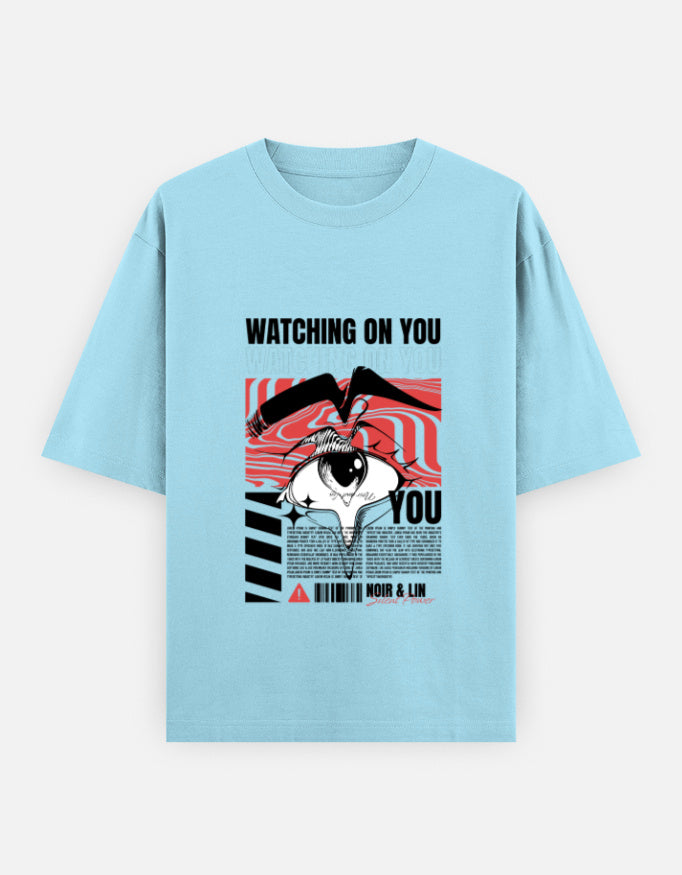 Watching On You Oversized T-Shirt – Noir & Lin India Baby Blue