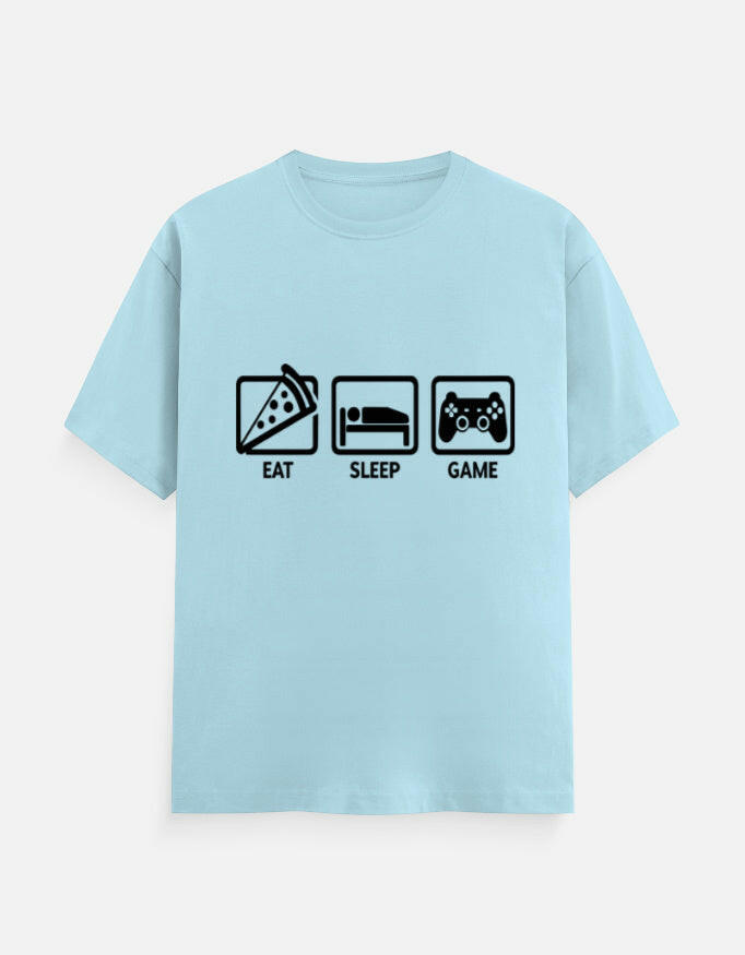 Eat Sleep Game Repeat Tee – Noir & Lin India Baby Blue