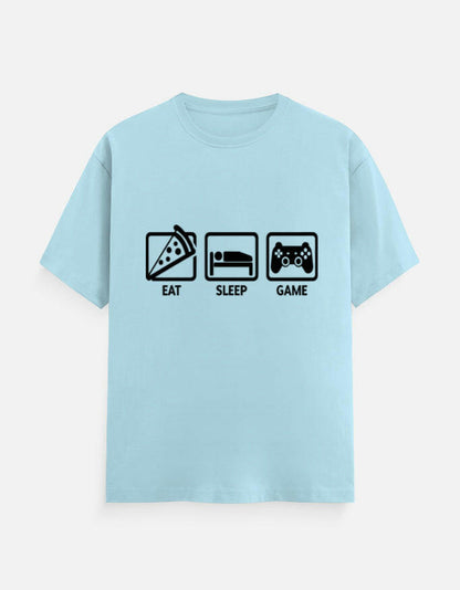 Eat Sleep Game Repeat Tee – Noir & Lin India Baby Blue
