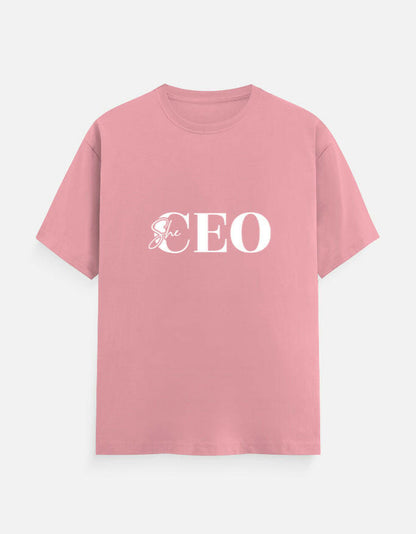 She CEO Classic Crew T-Shirt – Noir & Lin India Flamingo