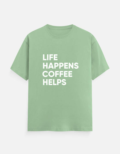 Life Happens, Coffee Helps Tee Unisex T-Shirt – Noir & Lin India Jade