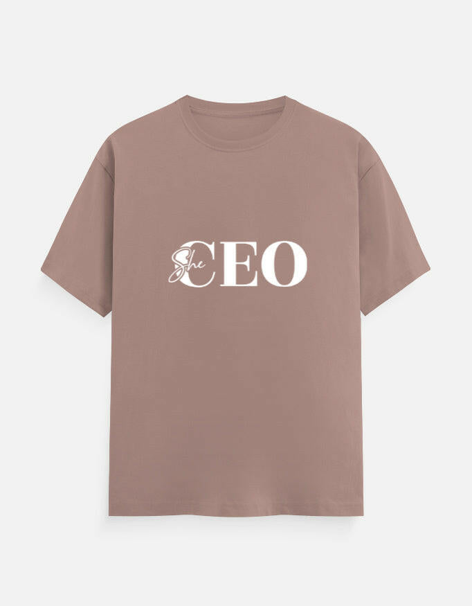 She CEO Classic Crew T-Shirt – Noir & Lin India Mushroom