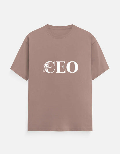She CEO Classic Crew T-Shirt – Noir & Lin India Mushroom