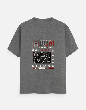 NYC 82 Strong Graphic T‑Shirt – Noir & Lin India Charcoal Melange