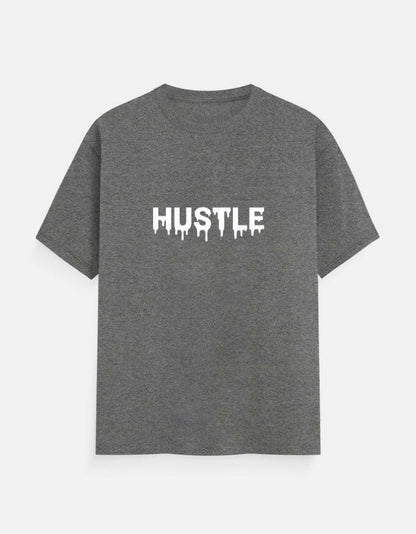 HUSTLE Drip - Vinyl Print - Unisex Regular Fit - Puff Grey – Noir & Lin India Charcoal Melange