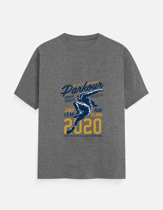 Parkour 2020 Graphic T-Shirt – Noir & Lin India Charcoal Melange