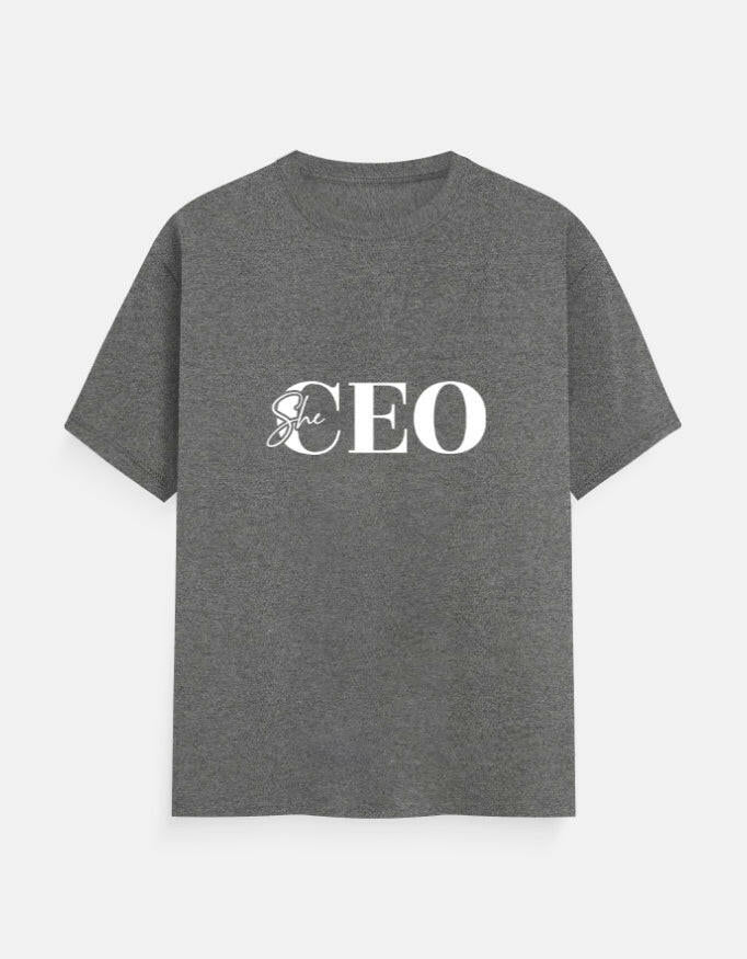 She CEO Classic Crew T-Shirt – Noir & Lin India Charcoal Melange