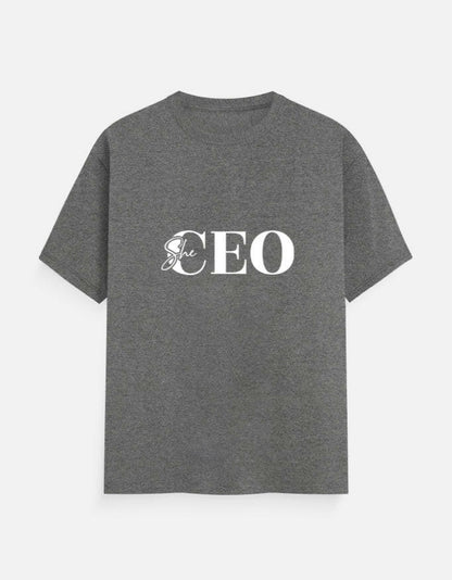 She CEO Classic Crew T-Shirt – Noir & Lin India Charcoal Melange