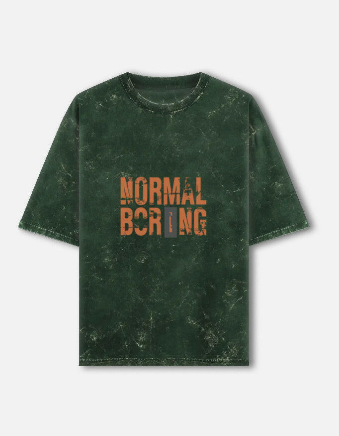 Normal is Boring - Acid-Wash Oversized Tee – Noir & Lin India Bottle Green