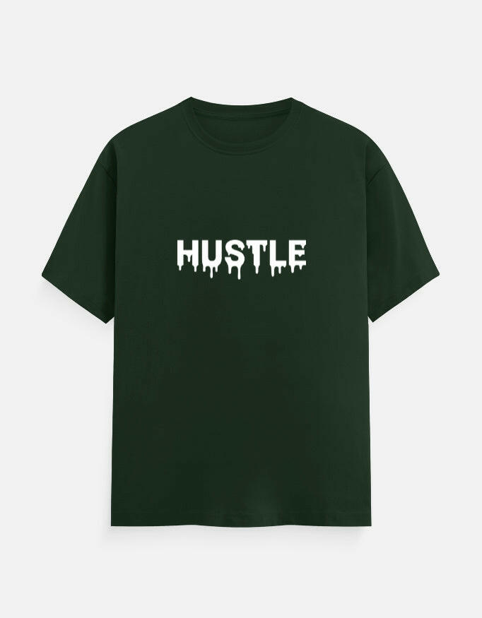 HUSTLE Drip - Vinyl Print - Unisex Regular Fit - Puff Grey – Noir & Lin India Bottle Green