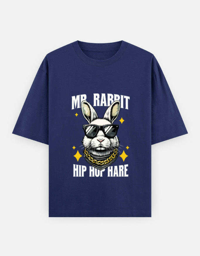 Mr. Rabbit Hip Hop Hare Oversized T-Shirt – Noir & Lin India Royal Blue