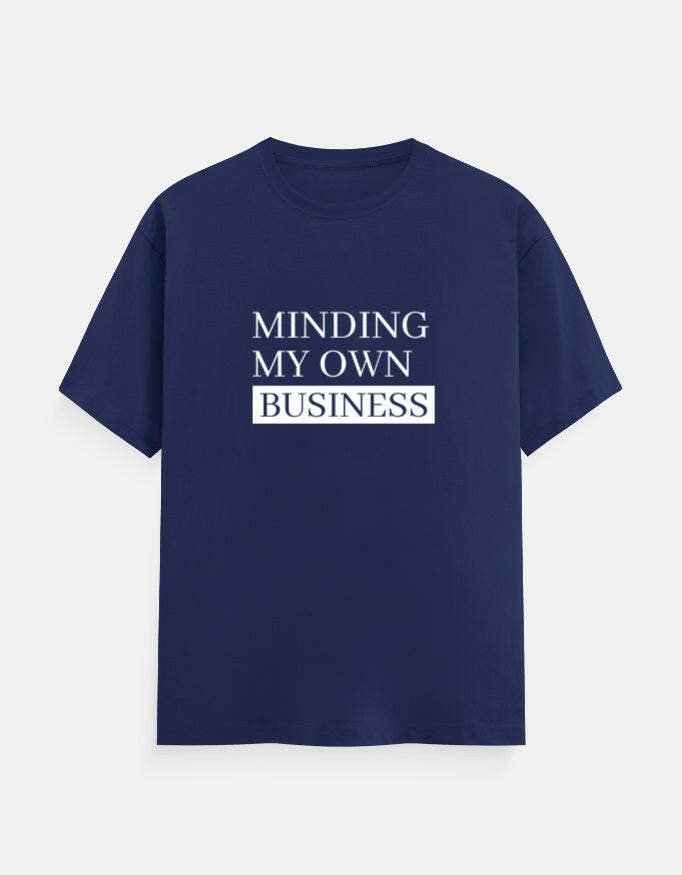 Minding My Own Business Tee – Unisex Regular Fit – Noir & Lin India Royal Blue