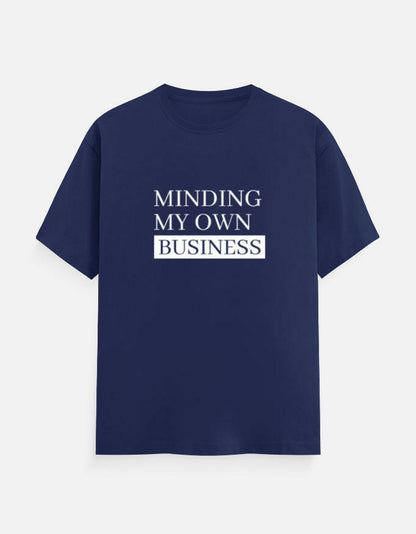 Minding My Own Business Tee – Unisex Regular Fit – Noir & Lin India Royal Blue