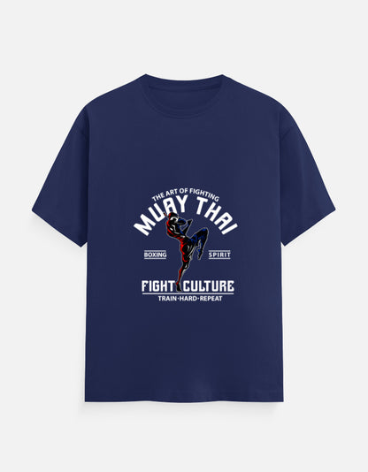 Muay Thai Fight Culture Graphic T-Shirt – Noir & Lin India Royal Blue
