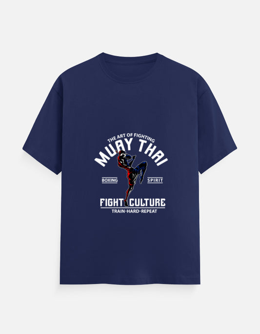 Muay Thai Fight Culture Graphic T-Shirt – Noir & Lin India Royal Blue