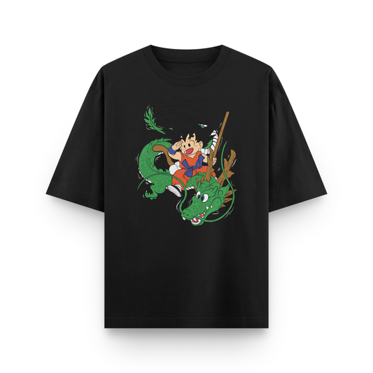 Goku & Shenron Oversized T-Shirt – Noir & Lin India Black