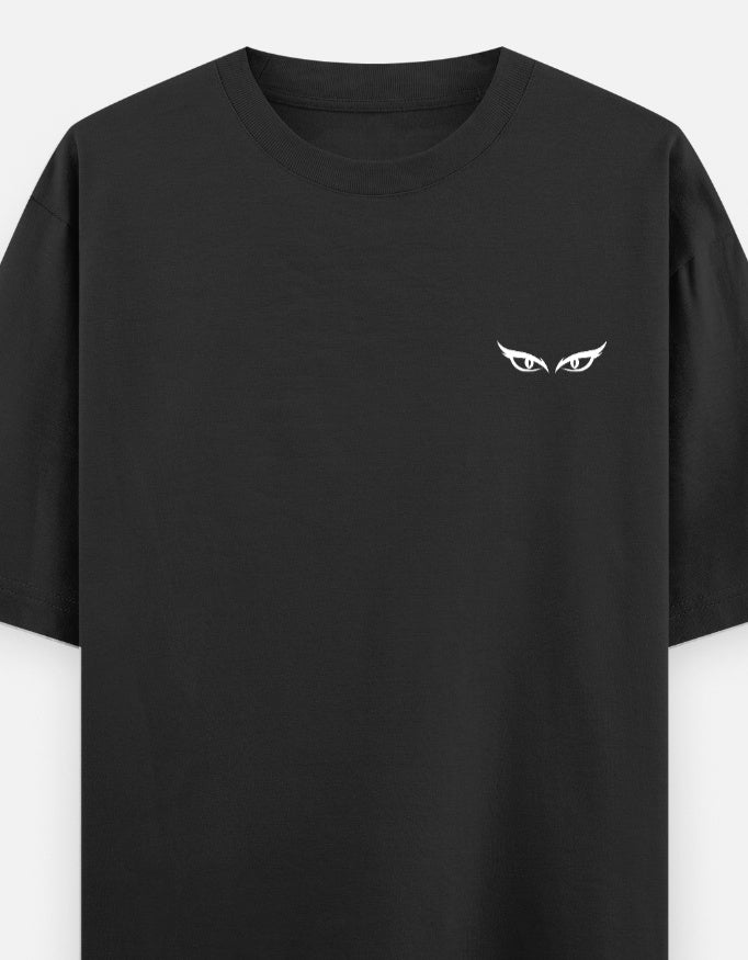 Noir & Lin AFTER HOURS Glow in the Dark oversized tee in Black, left-chest print view