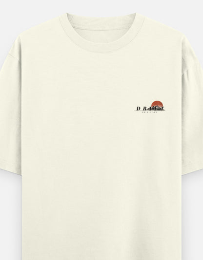 Noir & Lin DRIFT Oversized Graphic Tee in Off White - left pocket print detail