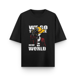 ONE PIECE Front & Back Print Oversized T-Shirt – Noir & Lin India Black