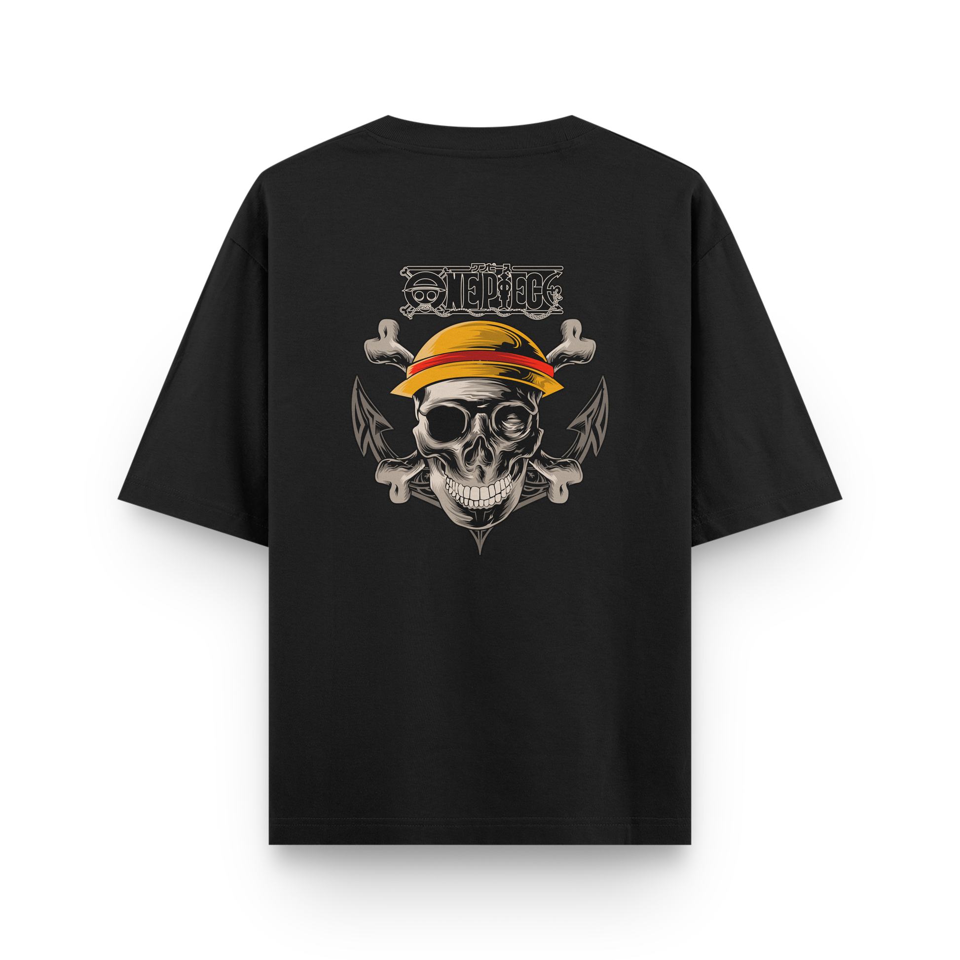ONE PIECE Front & Back Print Oversized T-Shirt – Noir & Lin India