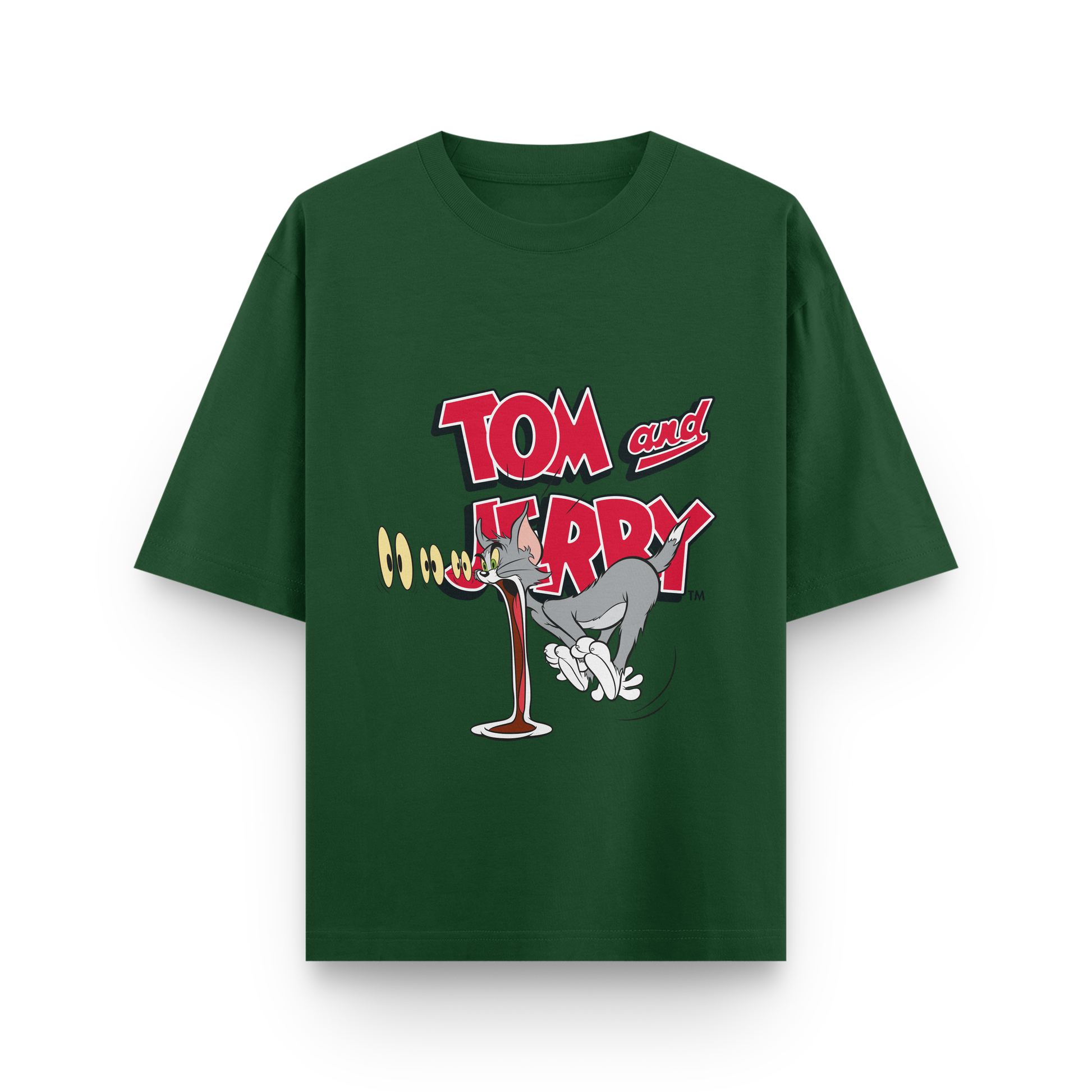 Tom & Jerry Oversized T-Shirt – Noir & Lin India Bottle Green