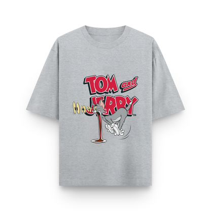 Tom & Jerry Oversized T-Shirt – Noir & Lin India Grey Melange