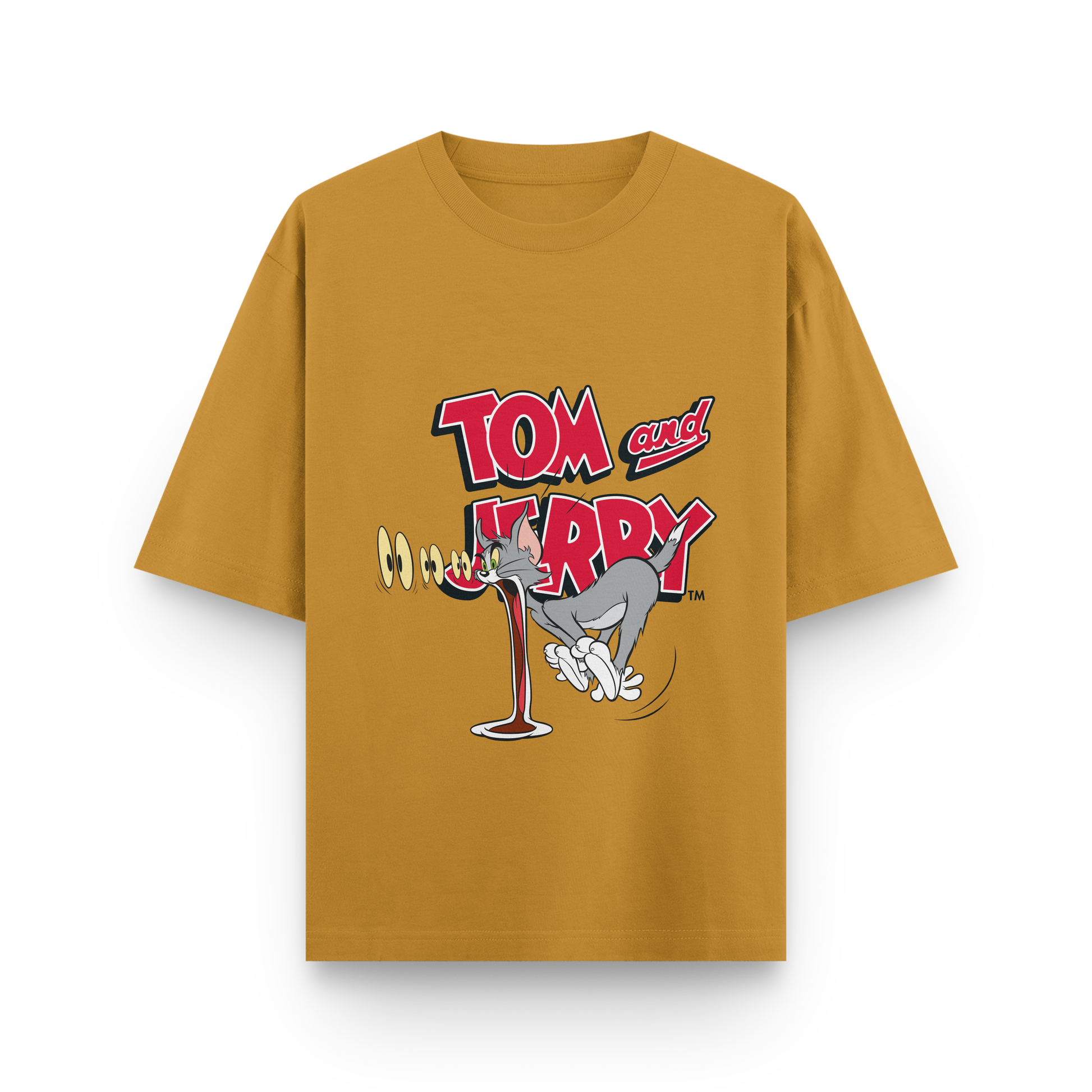 Tom & Jerry Oversized T-Shirt – Noir & Lin India Mustard Yellow