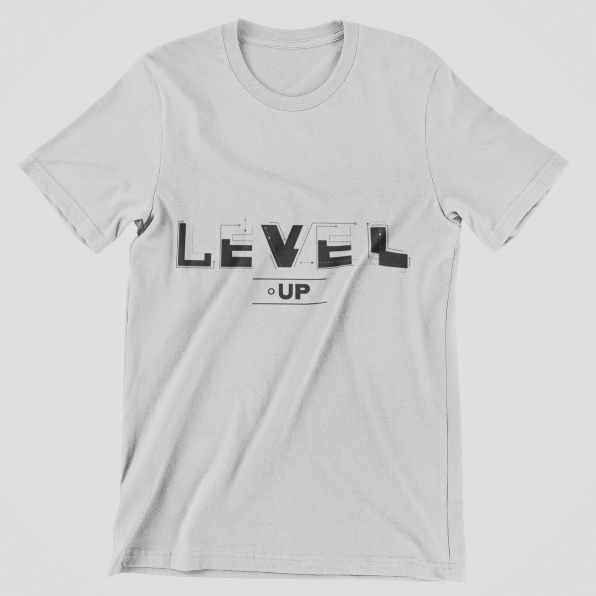Level-Up graphic t-shirt in grey melange, back print, 180 GSM cotton | Noir & Lin
