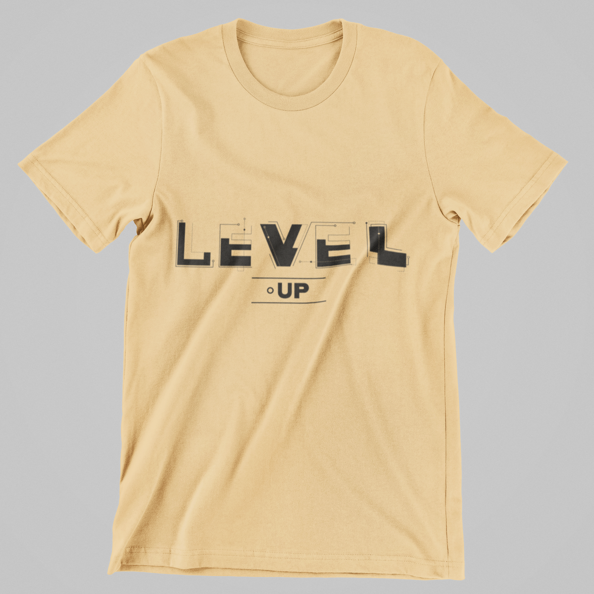 Level-Up graphic t-shirt in beige, back print, 180 GSM cotton | Noir & Lin