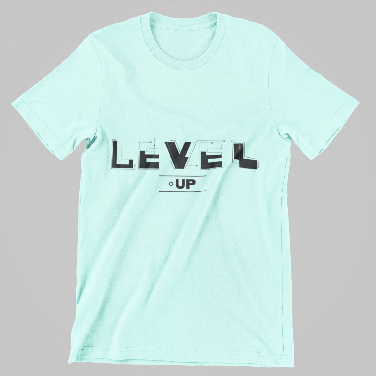 Level-Up graphic t-shirt in mint, back print, 180 GSM cotton | Noir & Lin