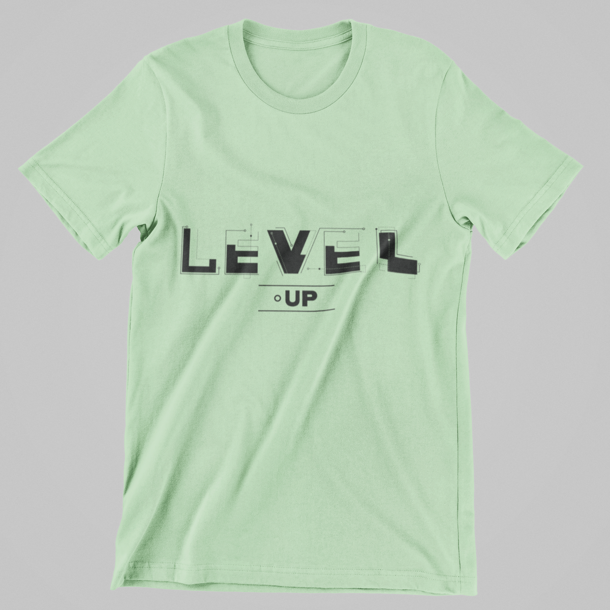 Level-Up graphic t-shirt in jade, back print, 180 GSM cotton | Noir & Lin