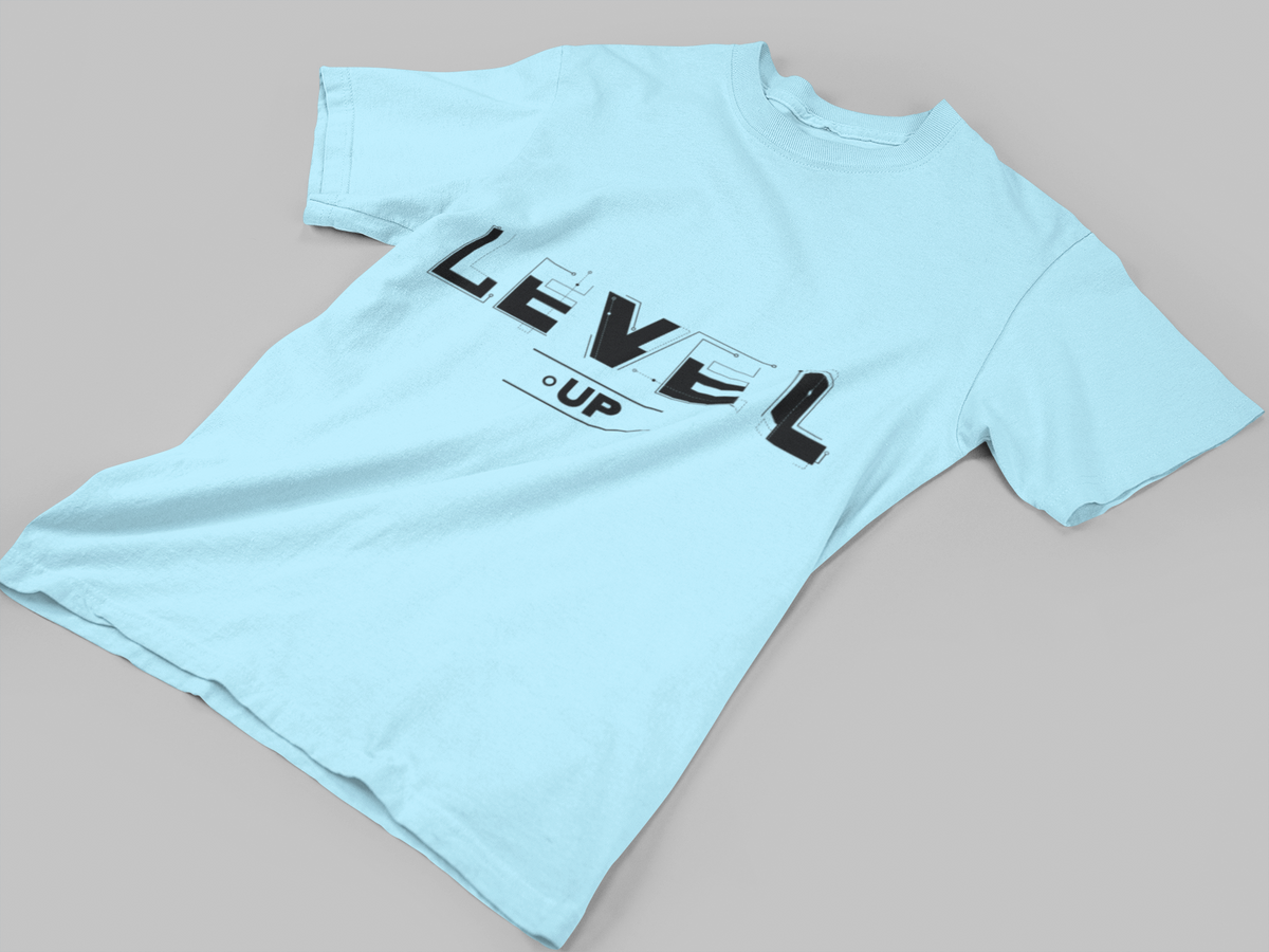 Level-Up graphic t-shirt, back print view 2, 180 GSM cotton | Noir & Lin
