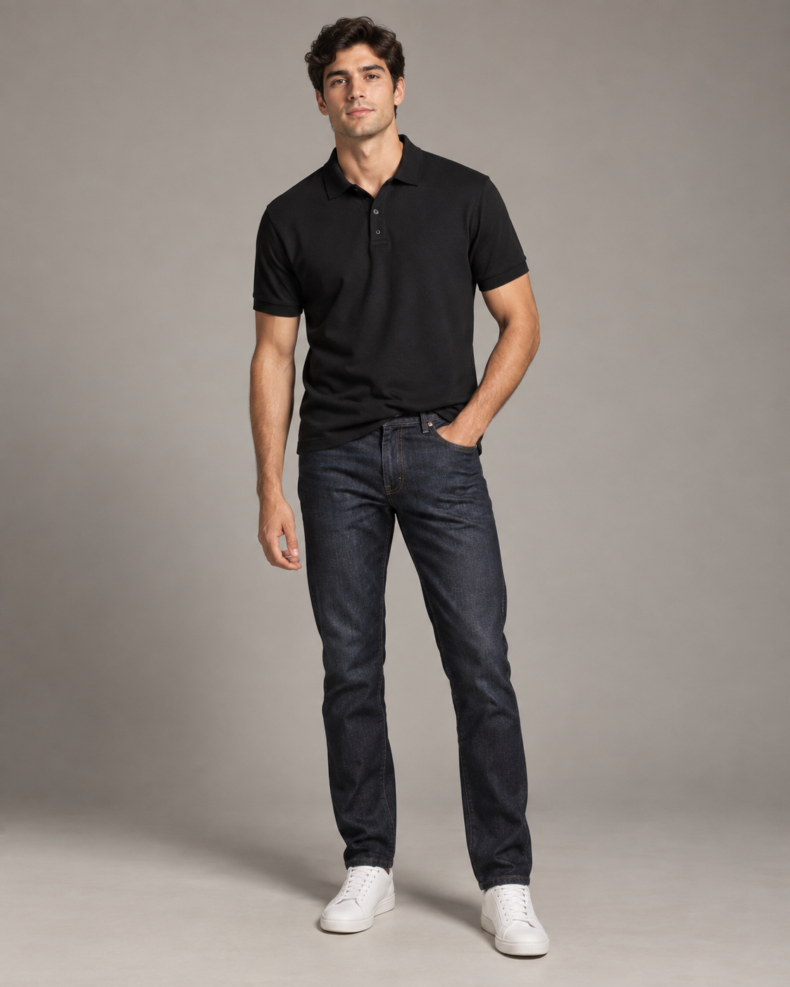 Men's Polo Solid - Back view | Noir & Lin