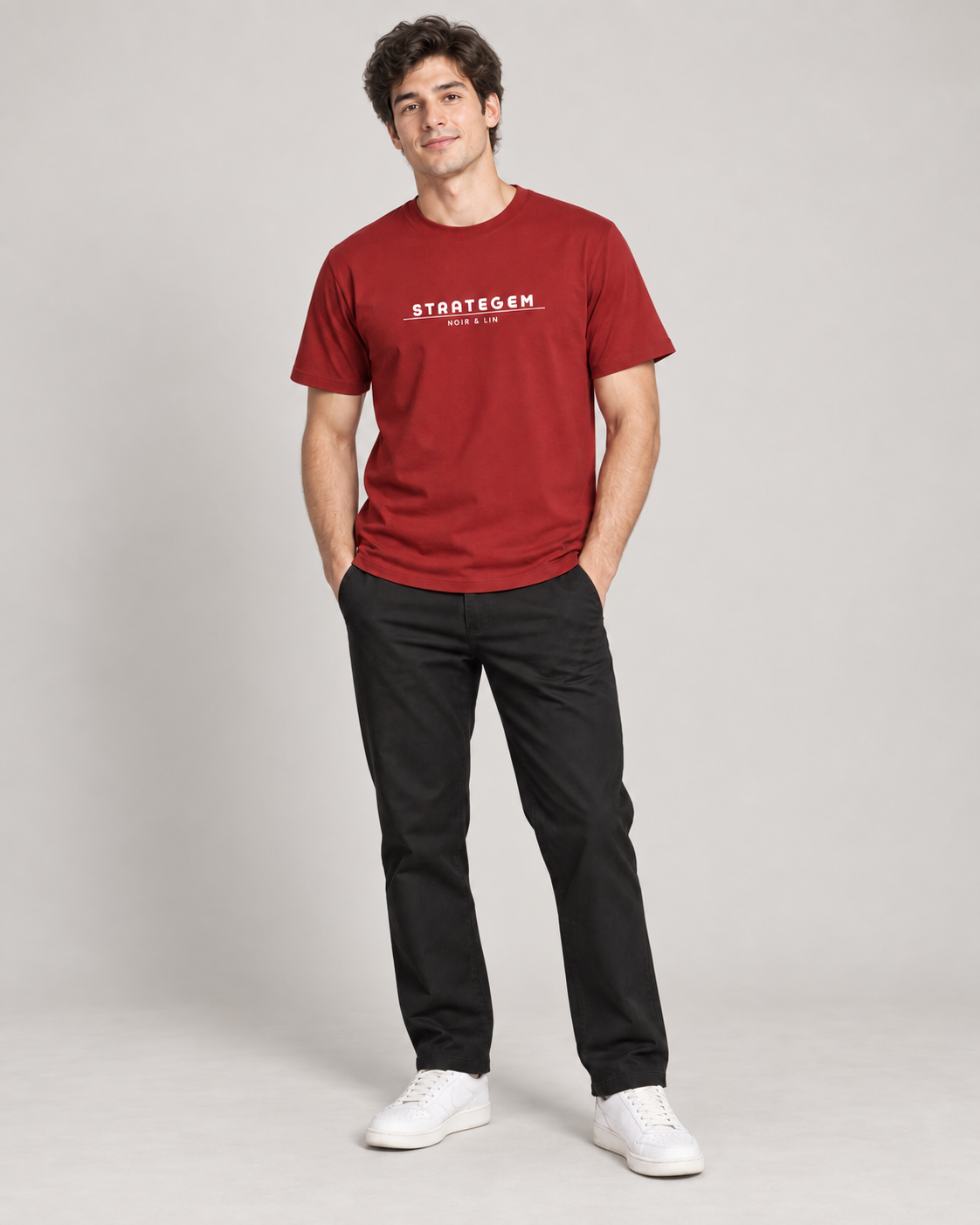 STRATAGEM – Stretch T-shirt - Side view | Noir & Lin