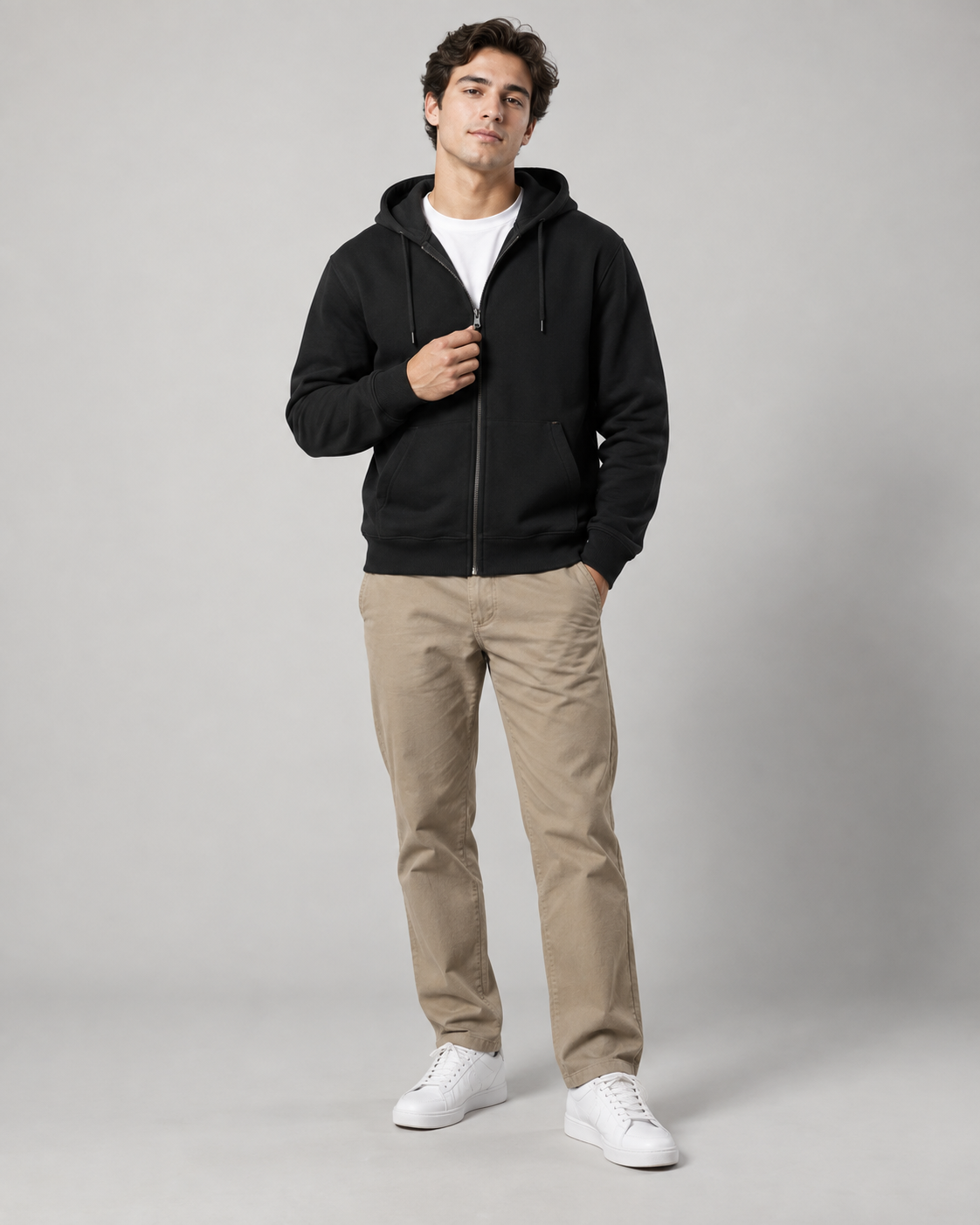 Unisex Zip Hoodie, back view | Noir & Lin