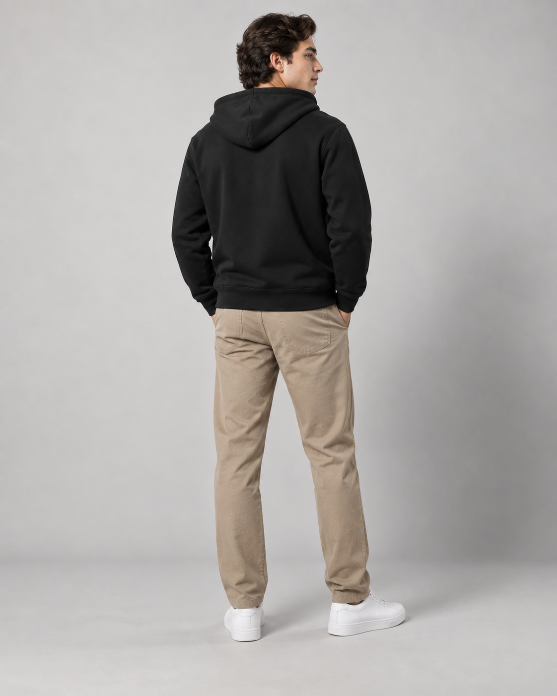 Unisex Zip Hoodie, side view | Noir & Lin